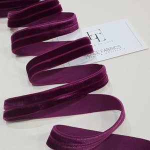 Violet elastisch fluwelen lint op maat gesneden, breed fluwelen lint, fluwelen stoffen lint cadeaustrik, haarlint fluweel, fluwelen rand DB1002