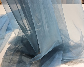Grayish blue tulle fabric, lingerie tulle fabric, evening dress tulle, flower dress tulle, 53" (135 cm) wide, sold per meter, T13170