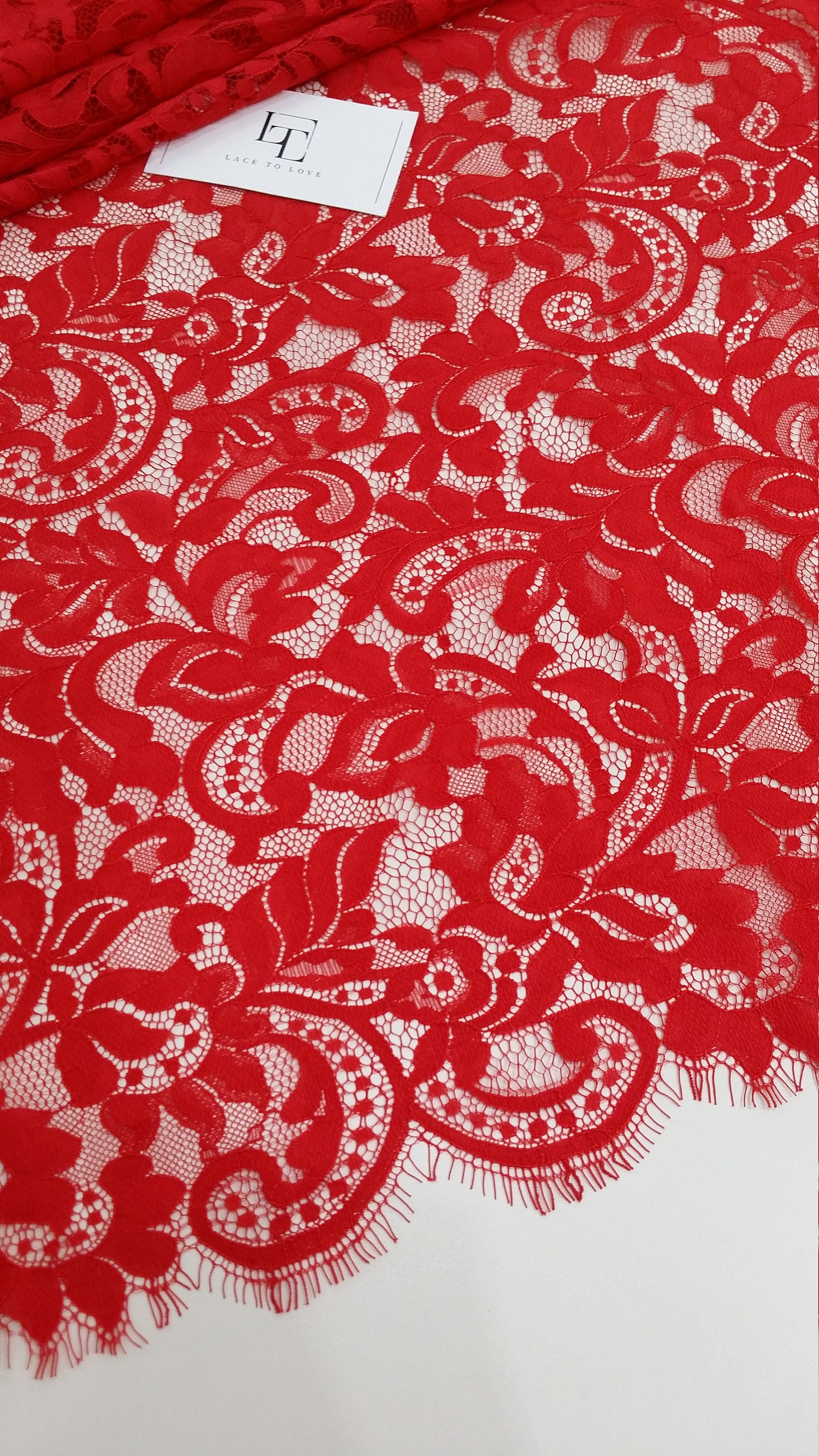Red Lace Fabric French Lace Chantilly Lace Wedding Lace - Etsy