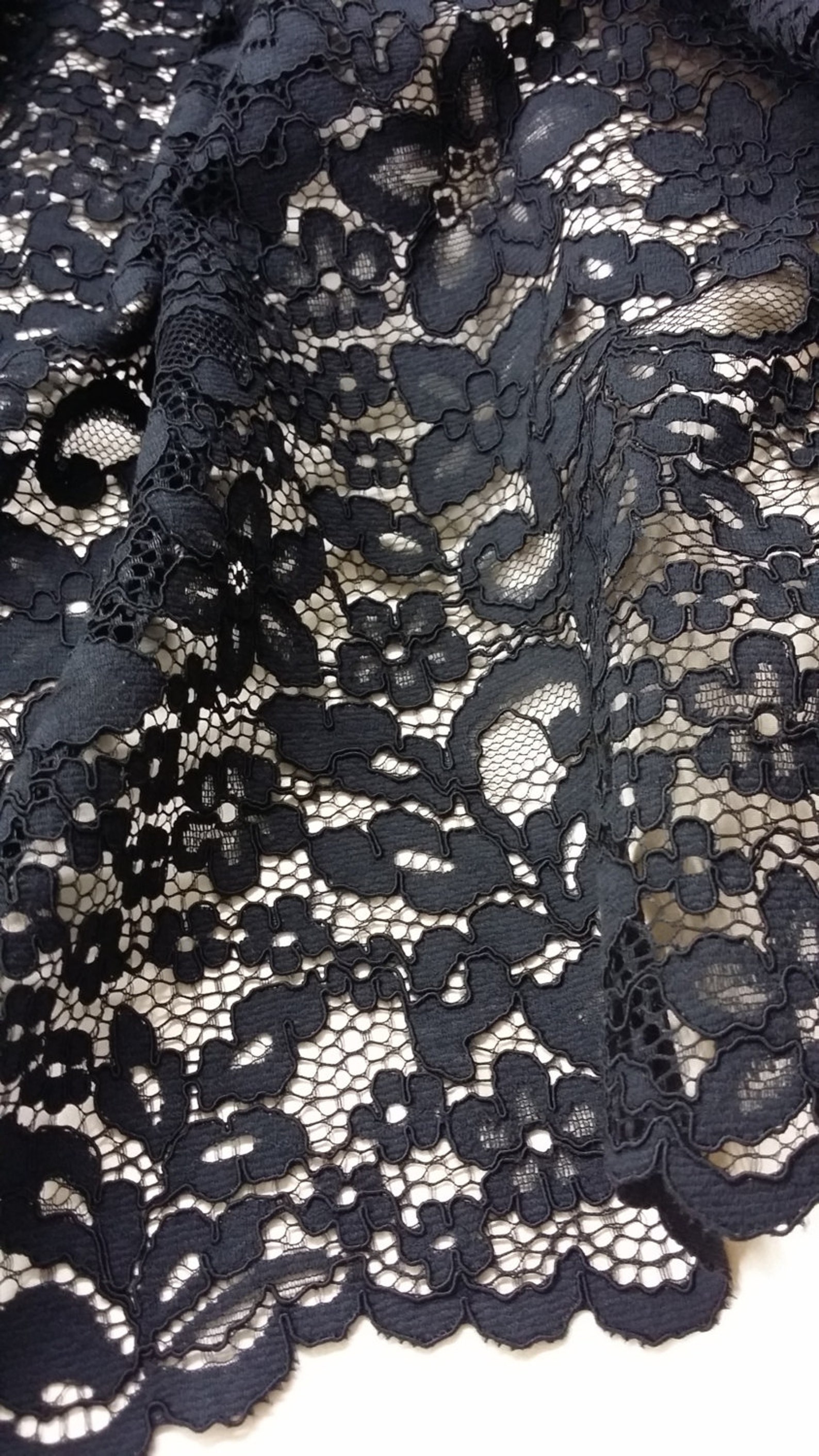 Black lace fabric by the yard French Lace Embroidered lace Etsy