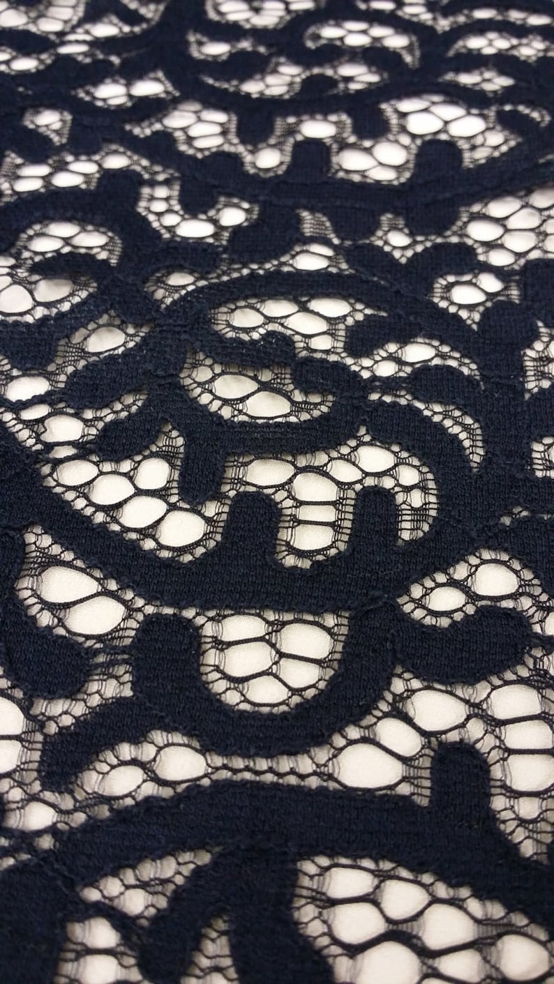 Embroidered lace Wedding Lace Bridal lace Veil lace Floral lace Lingerie Lace Alencon Lace L9933 Black lace fabric by the yard French Lace