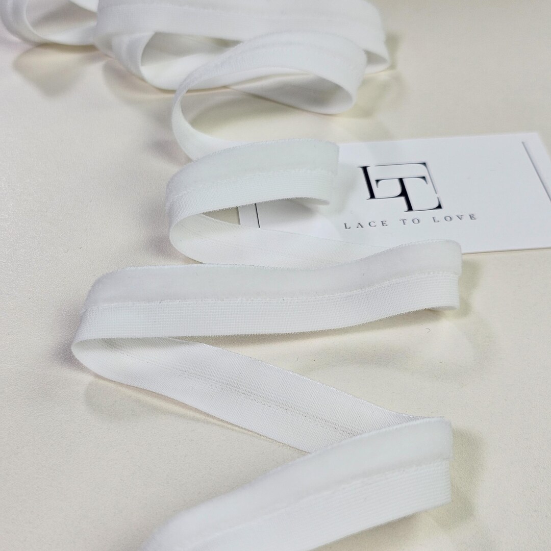 Finising Ribbon Ivory Elastic Velvet Ribbon by the Yard, Narrow Velvet Ribbon White ...