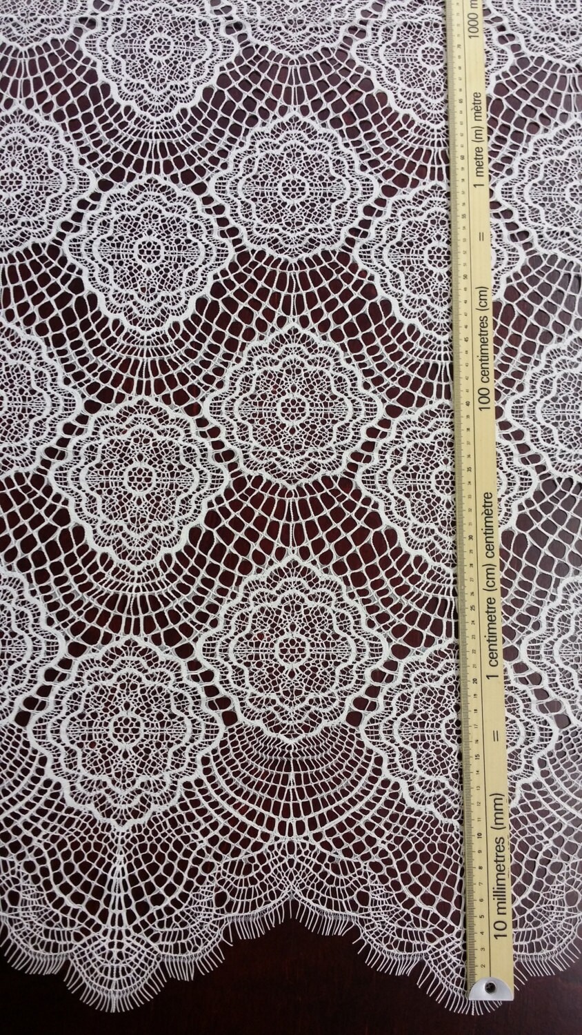 Ivory lace fabric Spanish Lace Embroidered lace Wedding Etsy