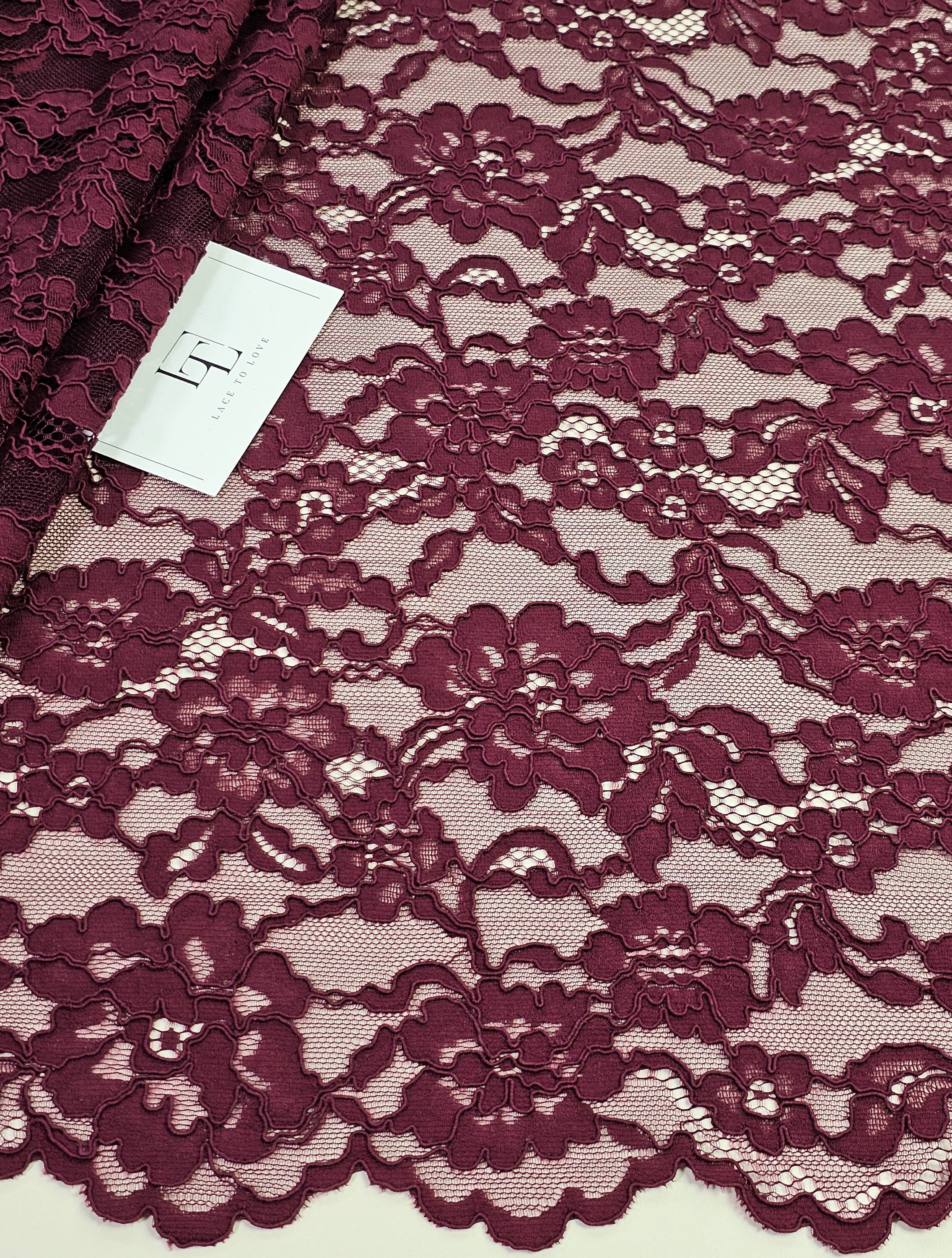 Cotton lace suède op　yilon Wine Red Guipure Lace Fabric Sold by the Yard, Burgundy Spanish