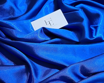 Tissu satin extensible bleu vif par mètre, tissu bleu pour jupes, tissu de lingerie, VL041