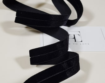 Black elastic velvet ribbon by the yard, ST1026