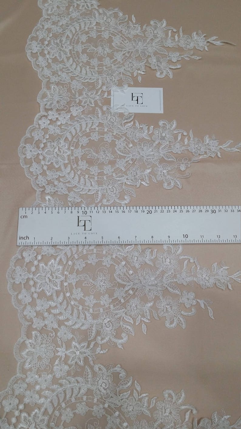 Ivory Lace Trimming, French Lace, Alencon Lace, tablecloth, Bridal Gown lace, Wedding Lace, White Lace, Veil lace, Garter lace EEV2127 image 5