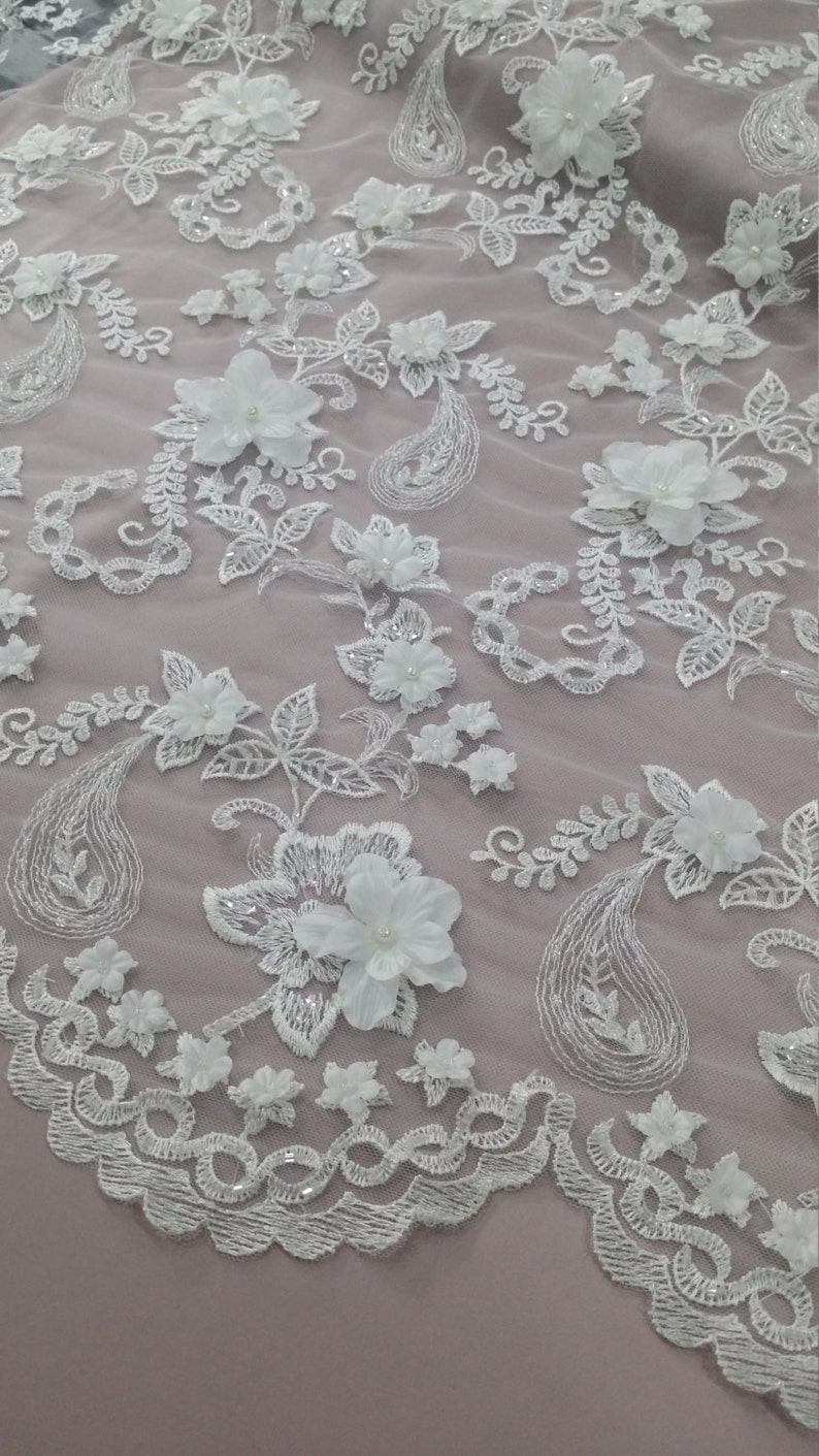 3D Lace beaded Ivory Lace French Lace Bridal Lace Wedding Etsy