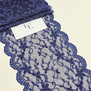 Bordure en dentelle élastique bleue, vendue par mètre, LMT1401