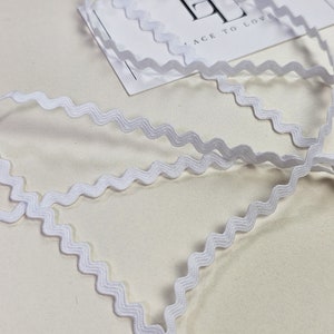 Ruban blanc pour rick rack, 0,6 cm/0,24 pouce de large, garniture jumbo ric rac blanc pur, vendu par mètre, ST1081