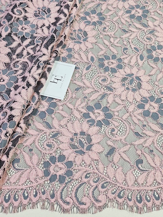 Grau rosa Spitze, französische Spitze, Hochzeitsspitze, Alencon