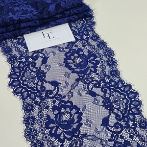 Blauwe Franse Chantilly-wimperkant op maat gesneden, donkerblauw kantdecoratielint, blauwe fourniturenkant, LL6661