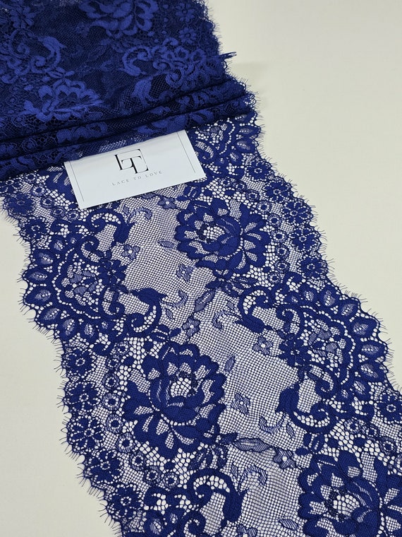 Blue French Chantilly Eyelash Lace Trimming by the Yard Dark Blue Lace Decoration Ribbon Blue Haberdashery Lace Trim LL6661 Etsy UK