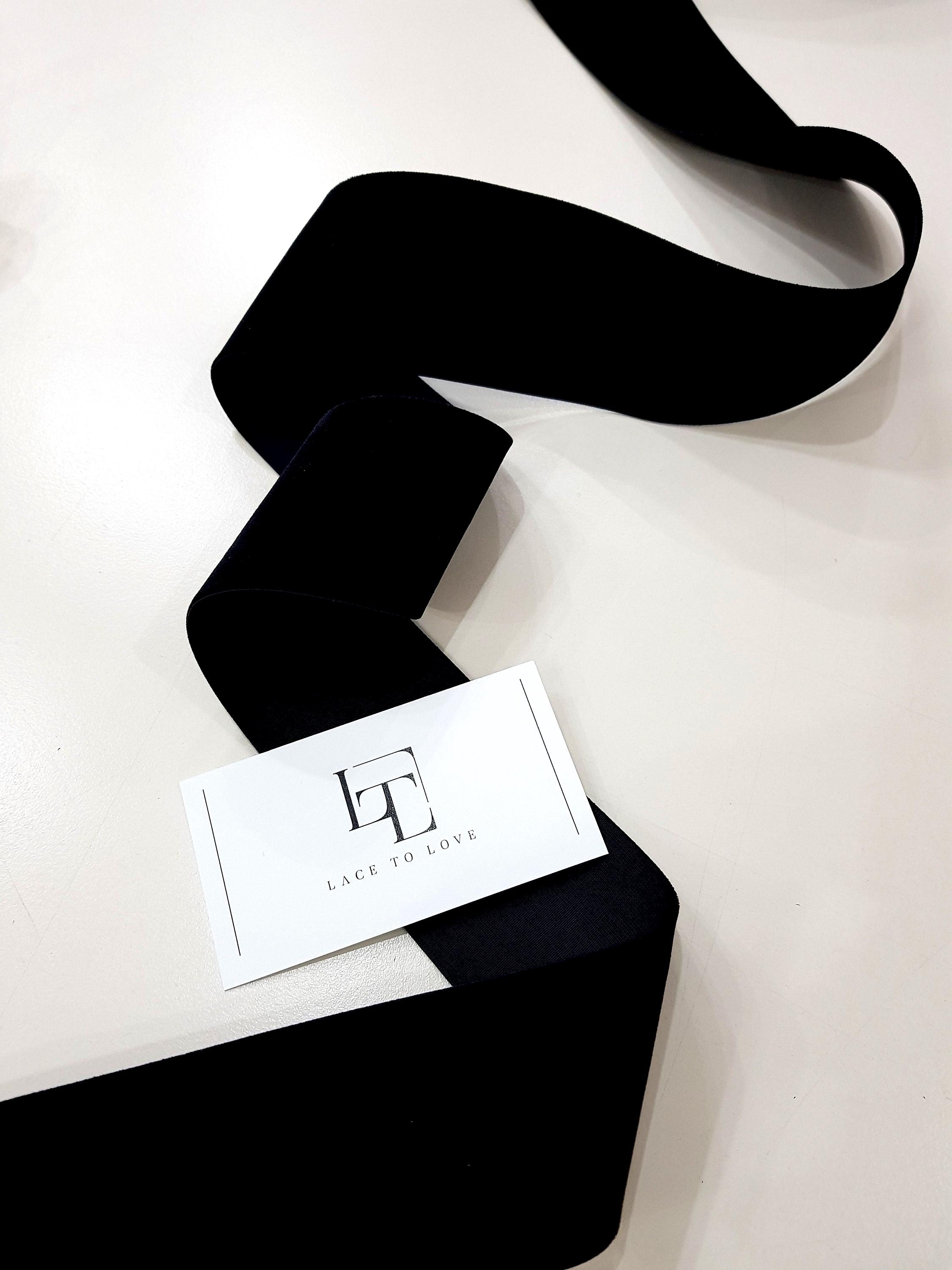 Black Elastic Velvet Ribbon by the Yard, Wide Velvet Ribbon Black
