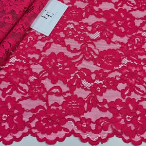 Dunkelrosa Spitzenstoff, leuchtende tiefrosa Wimperntuschespitze, Meterware, L71026
