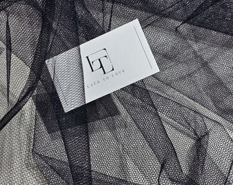 Black stiff tulle fabric, for petticoat, wedding dress tulle - 51" (130 cm) wide HT002