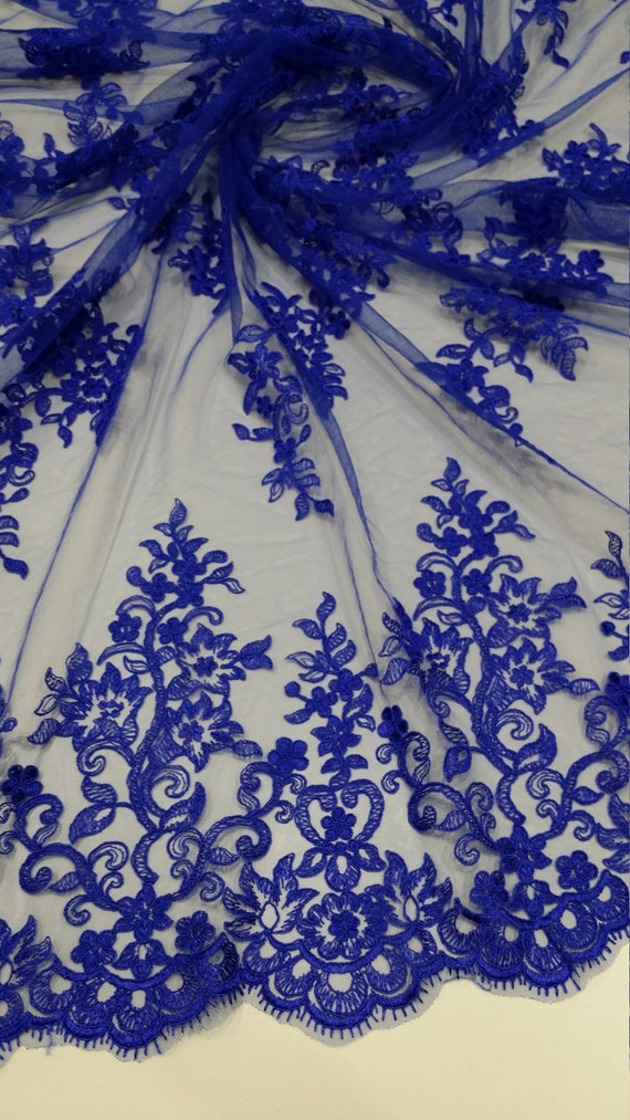 Royal Blue Lace Fabric EVS064C Etsy