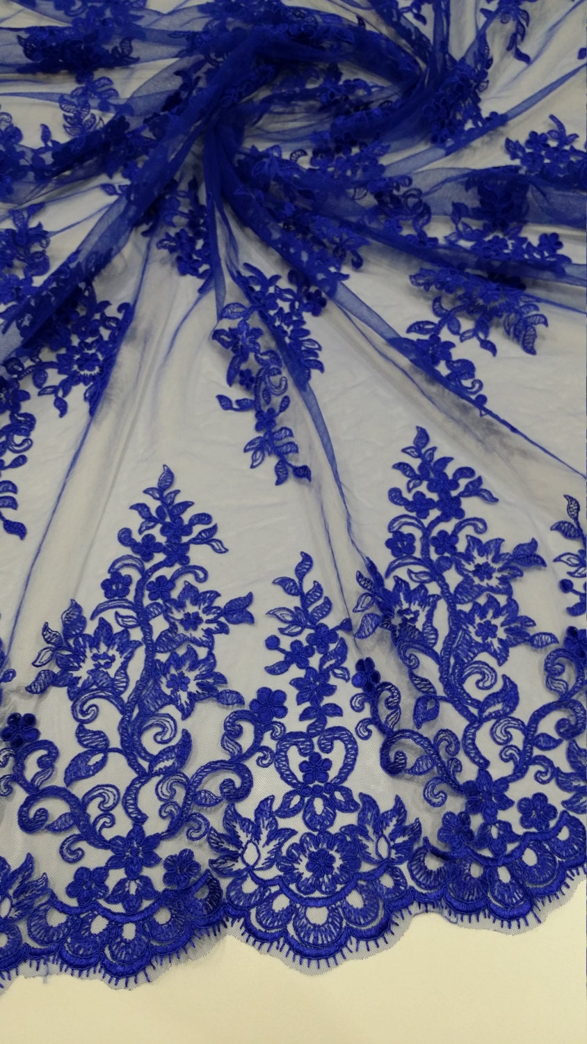 Royal Blue Lace Fabric, EVS064C 