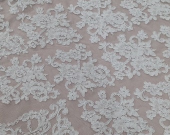 Snow White Lace Fabric Pure White Wedding Lace Fabric Sold by - Etsy