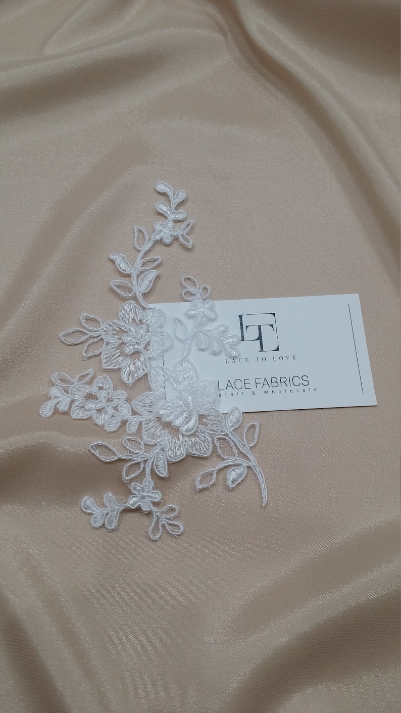 bridal applique French Chantilly lace applique White lace Applique M0068 Snow white Lace applique 3D lace