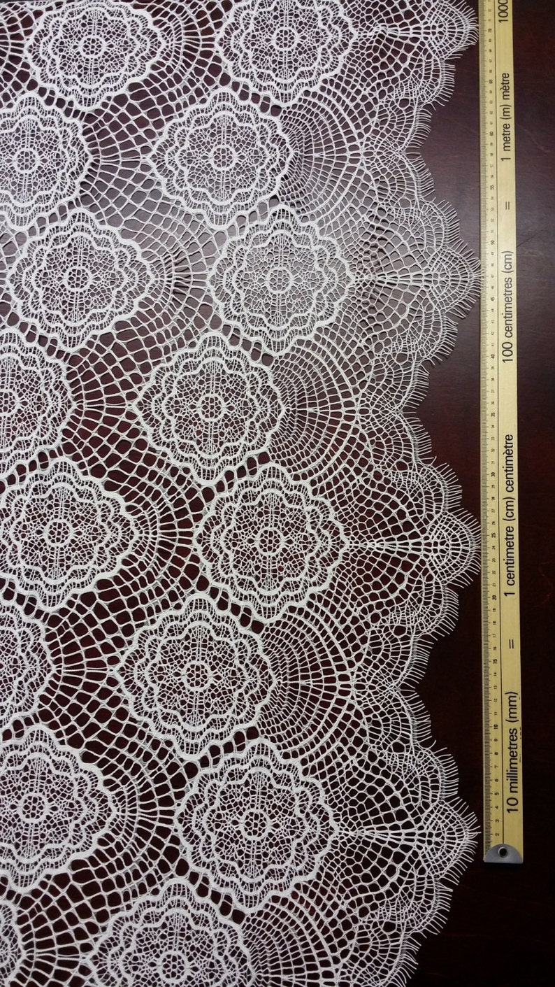 Ivory lace fabric Spanish Lace Embroidered lace Wedding Etsy