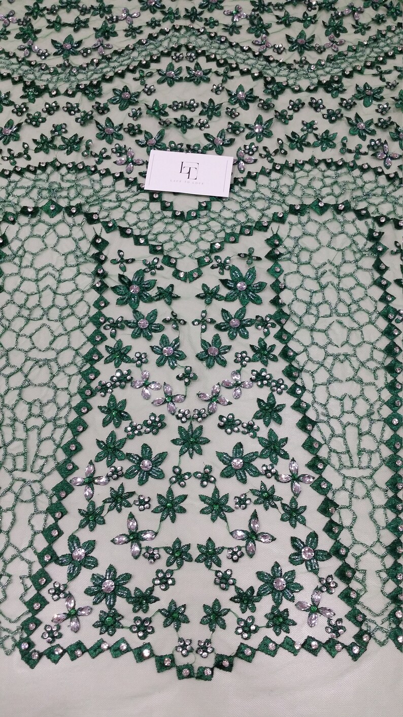 Bridal lace Embroidered Lace Floral lace LUX9125 Beaded green lace fabric Sequin lace Wedding lace French lace Chantilly lace