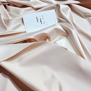 Pale salmon pink stretch satin fabric by the yard, light pink elastic satin slip dress fabric, lingerie satin fabric, LS6785
