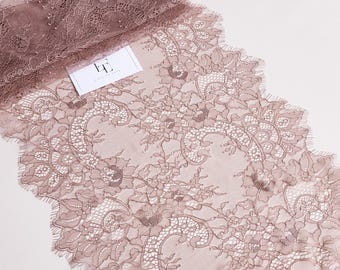 Holzrose Farbe Französische Chantilly Spitze, wird lose verkauft. Braut Hochzeit Spitze, altrosa Dessous Kurzwaren mit gesprenkelter Spitze LKM6003
