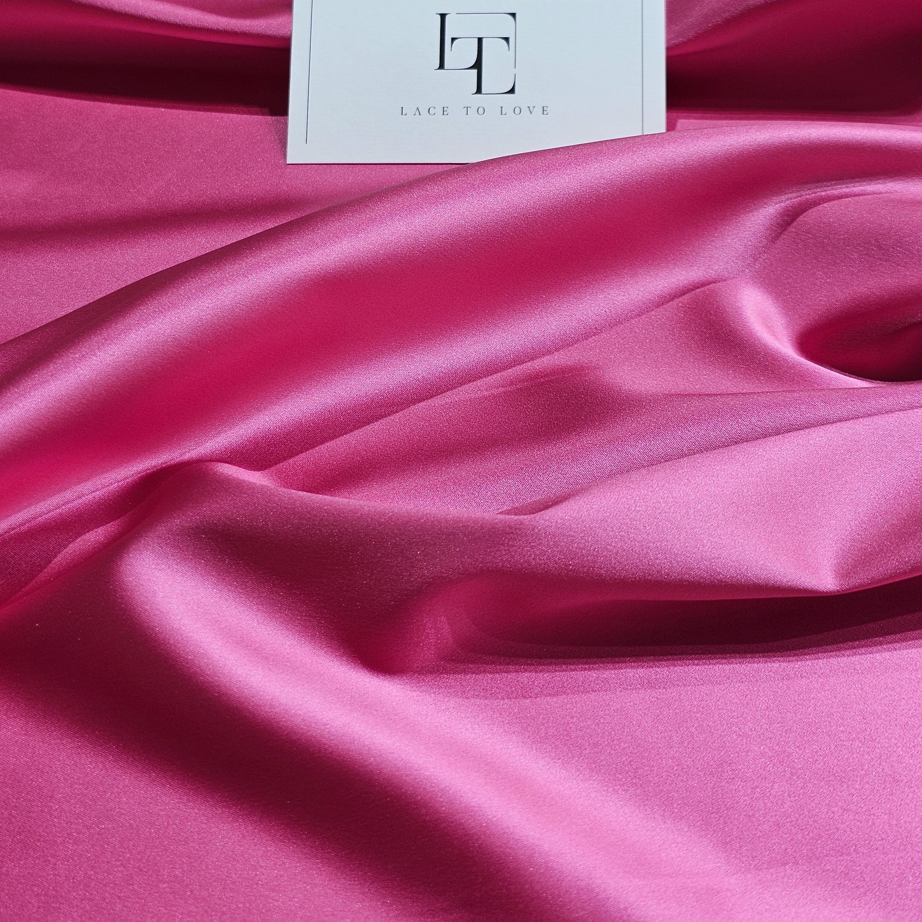 Barbie Pink Elastic Satin Fabric by the Yard, Fuchsia Pink  display picture 3