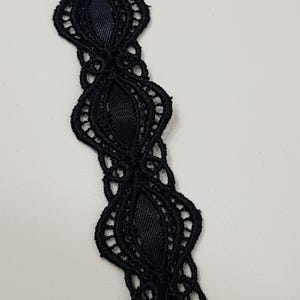 Adorno de encaje negro con cinta, encaje de Alencon, encaje para vestido de novia, encaje para boda, encaje para liga, encaje para vestido de noche, encaje para lencería, yarda FL8962