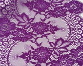 Purple lace Trim, Chantilly Lace, French Lace, Bridal lace, Wedding Lace, Scalloped lace, Eyelash lace Floral Lace Lingerie Lace yard L29384