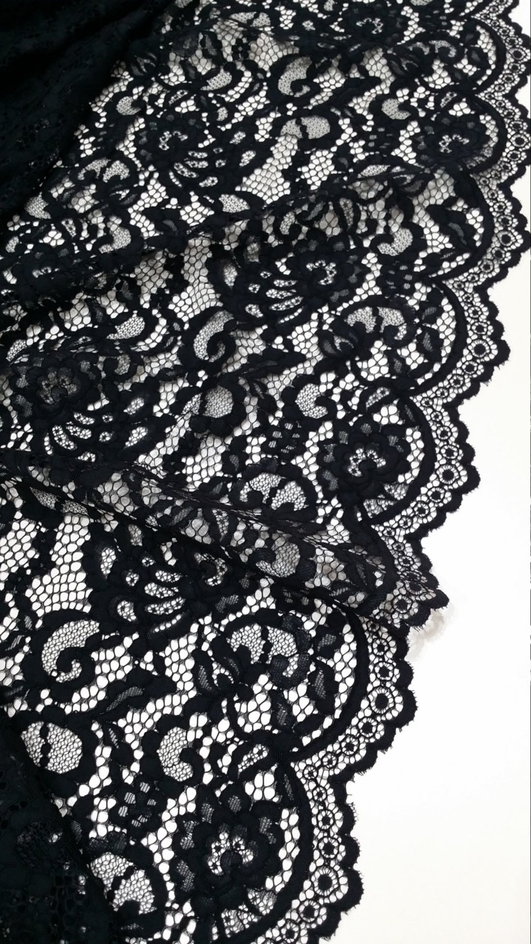 Black Lace Fabric by the Yard France Lace Alencon Lace - Etsy