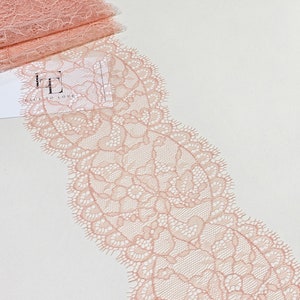 Guarnição de renda rosa salmão, renda francesa, renda chantilly, renda de noiva, renda de casamento, renda de liga, renda de vestido de noite, renda de lingerie, L3927
