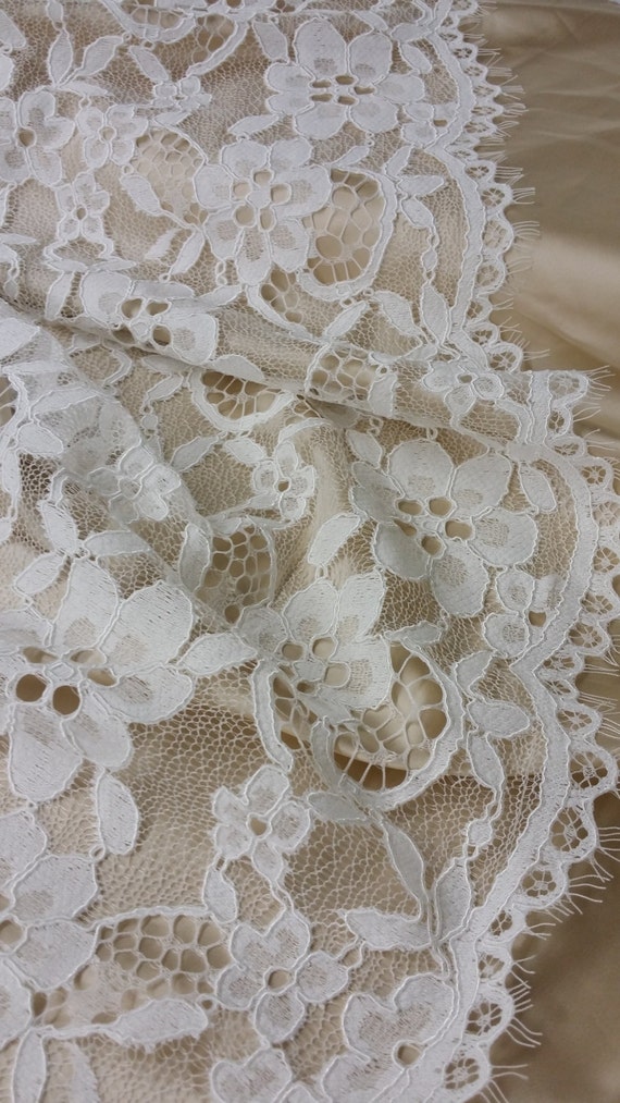 Ivory Lace Fabric French Lace Embroidered Lace Wedding | Etsy