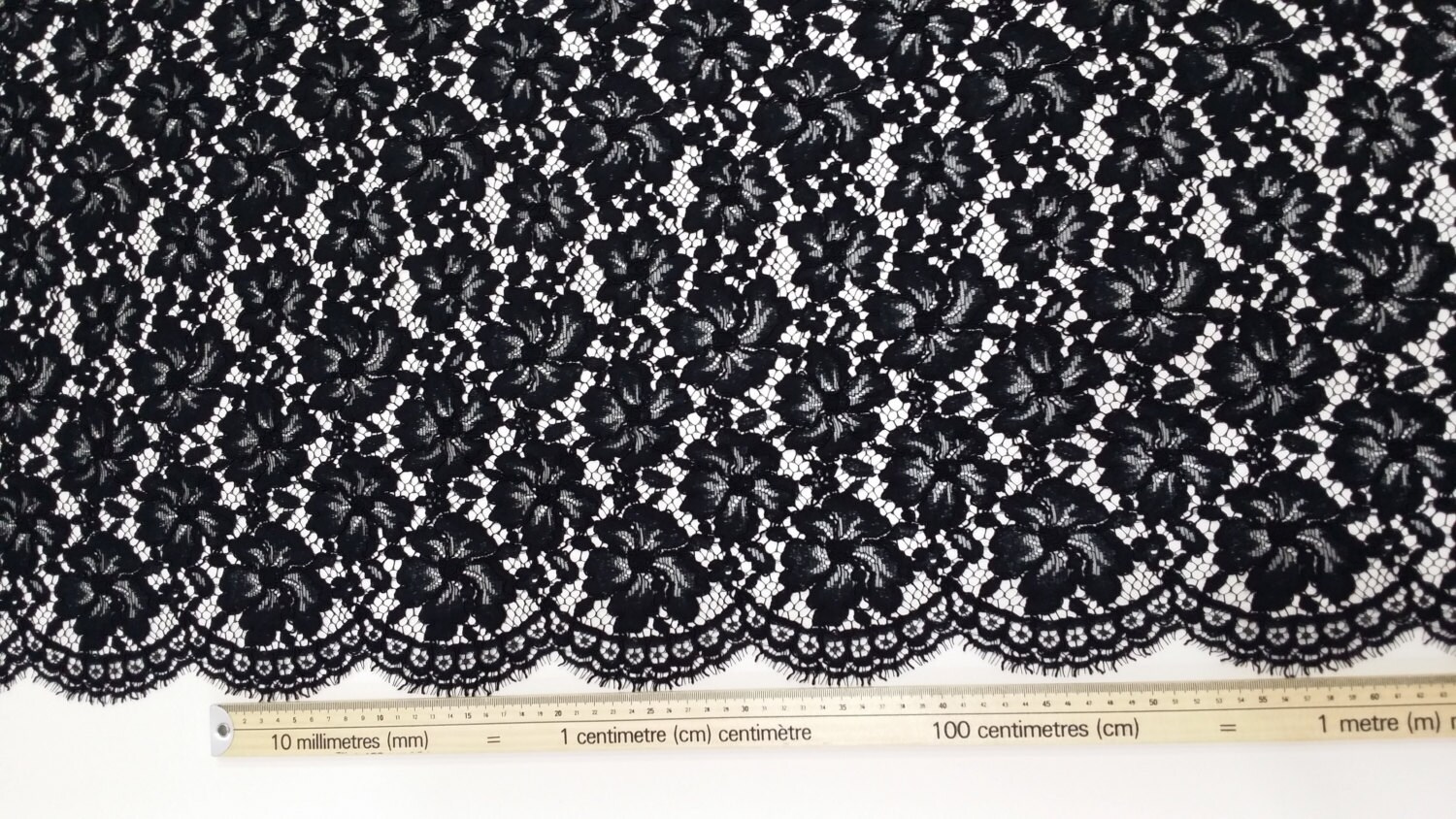 59” Width Abstract Hollow Cut Black Lace Fabric by the Yard – iriz