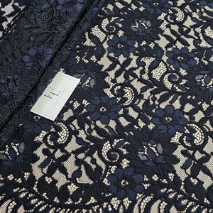 Tissu en dentelle noire, vendu au mètre, dentelle d'Alençon espagnole, L110095