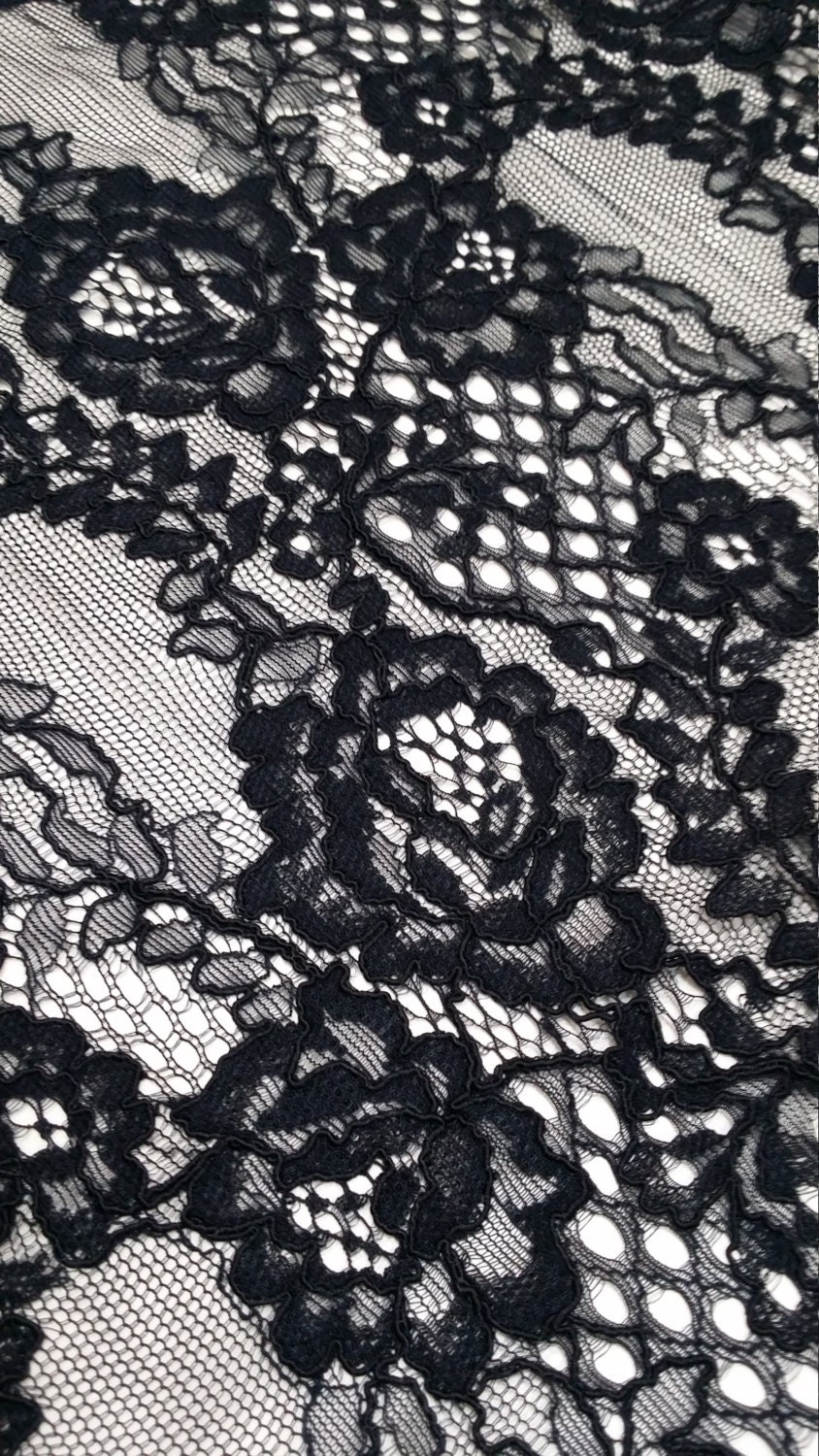 Black Lace Fabric by the Yard France Lace L75752 | Etsy