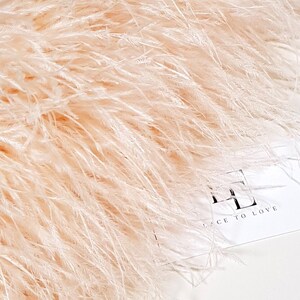 Fleco de plumas de avestruz color rosa salmón claro, adorno de plumas con cinta, pluma de avestruz natural, decoración de plumas MC043