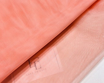 Salmon pink tulle fabric, pink lingerie tulle fabric, dress tulle - 53" (135 cm) wide, sold by the meter, T13175