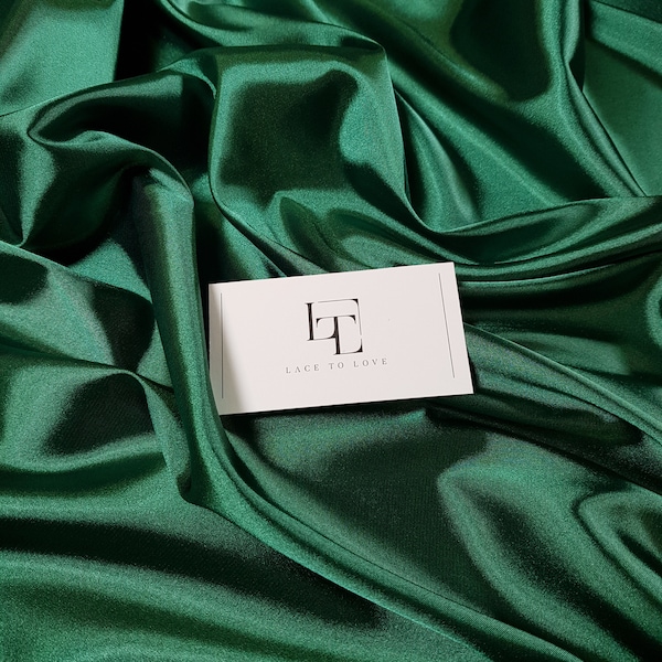 Emerald green elastic satin fabric by the yard, skirt fabric, lingerie fabric BL1005