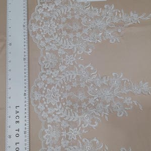 Ivory Lace Trimming, French Lace, Alencon Lace, tablecloth, Bridal Gown lace, Wedding Lace, White Lace, Veil lace, Garter lace EEV2127 image 4