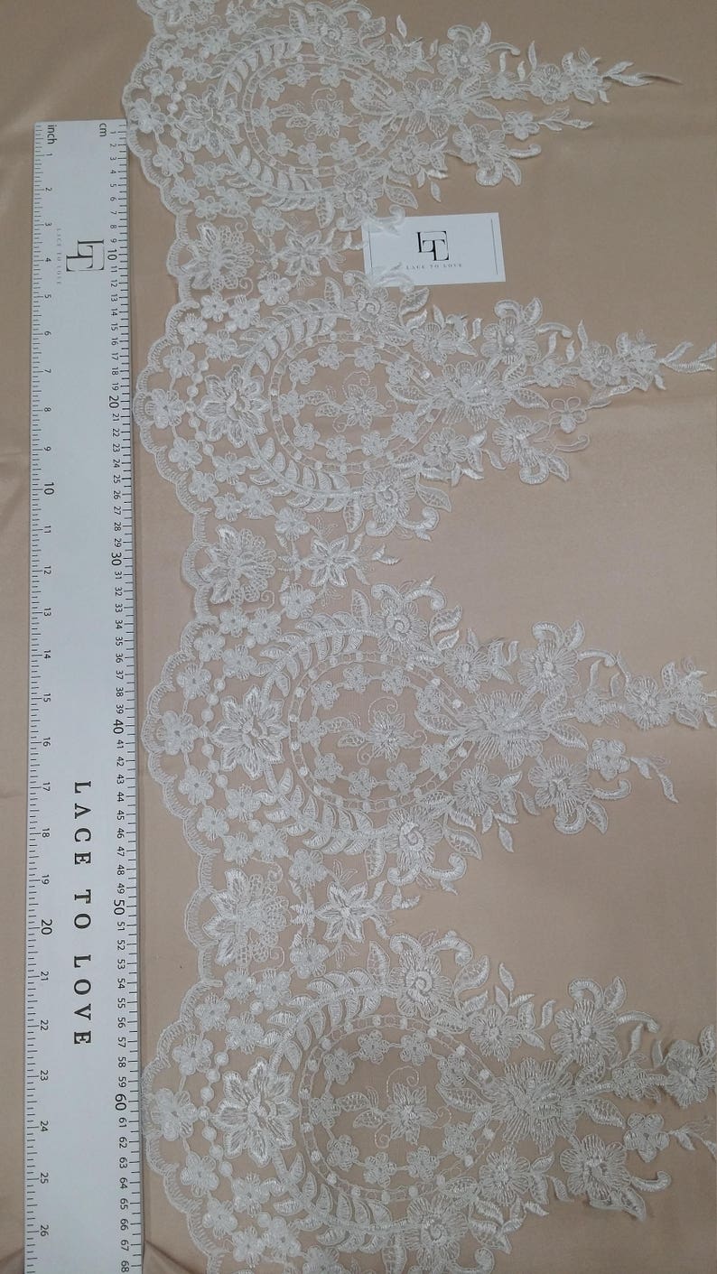 Ivory Lace Trimming, French Lace, Alencon Lace, tablecloth, Bridal Gown lace, Wedding Lace, White Lace, Veil lace, Garter lace EEV2127 image 4