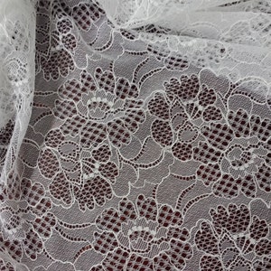 Tela de encaje blanco nieve encaje francés, encaje Chantilly, encaje nupcial encaje de boda encaje blanco encaje velo encaje floral festoneado lencería J232001