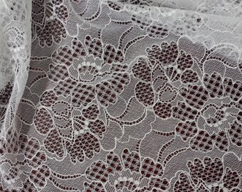 Snövit spetstyg Fransk spets, Chantilly-spets, Brudspets Bröllopsspets Vit spets Slöjaspets Gratäng Blommig spets Underkläder J232001