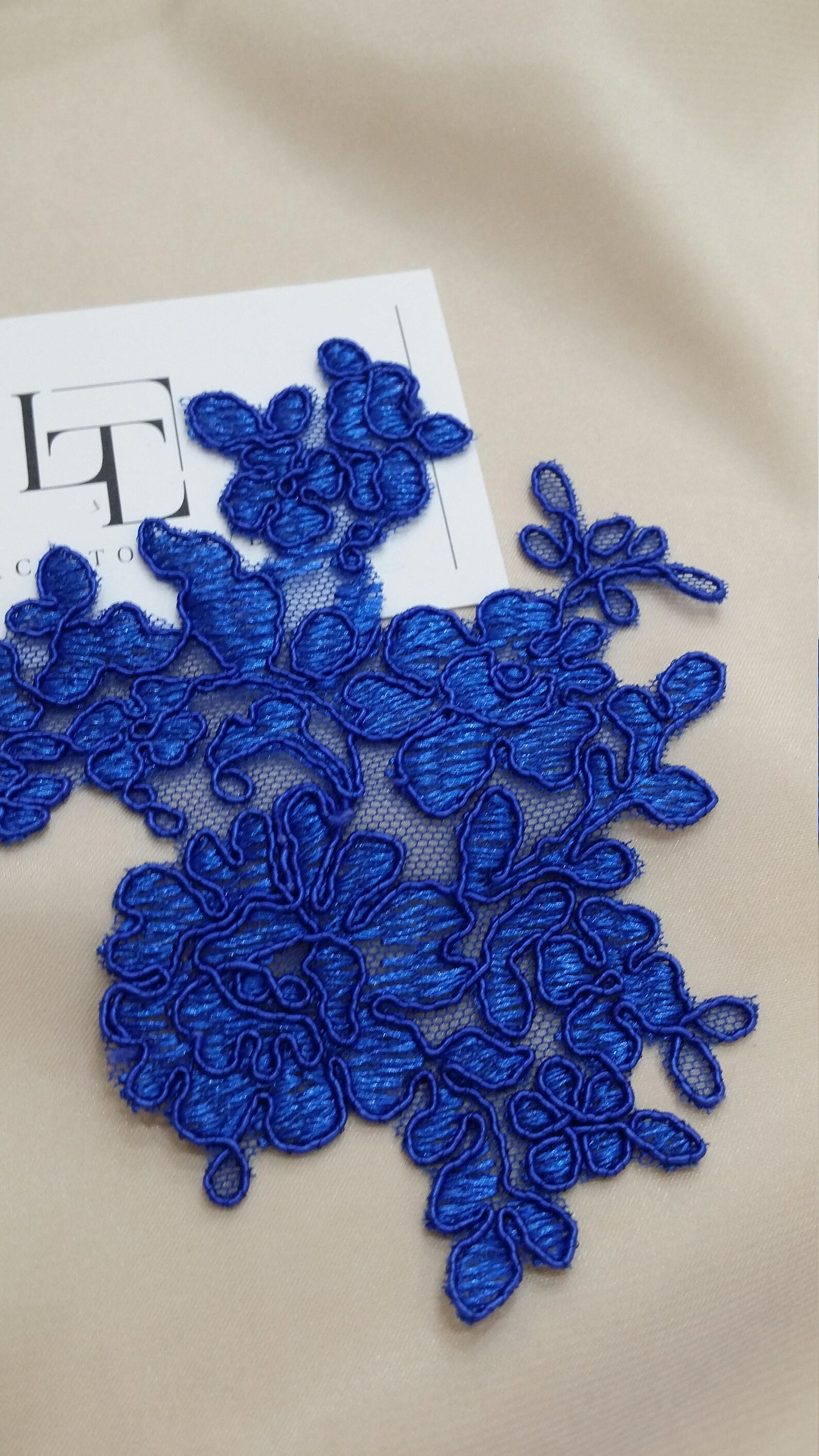 Royal Blue Applique French Chantilly Lace Applique 3D Bridal Etsy