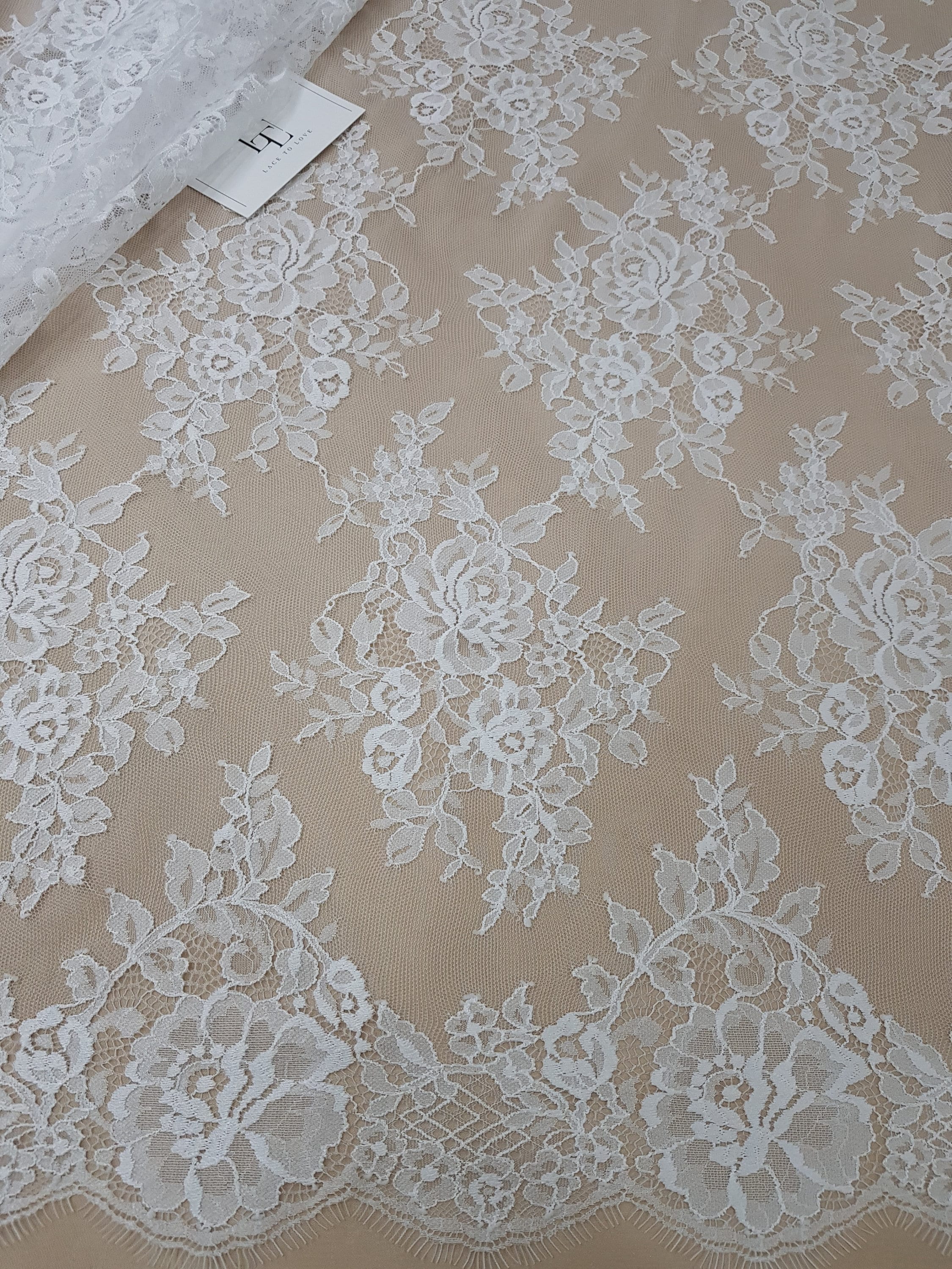 Pure White Lace Fabric, French Lace, Chantilly Lace, Wedding Lace