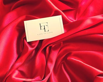 Red stretch satin fabric by the yard, skirt fabric, lingerie fabric BL1006