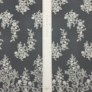 Ivory lace fabric by the yard French Lace Embroidered lace Wedding Lace Bridal lace White Lace Veil lace Lingerie Lace Alencon Lace EVS020B image 11