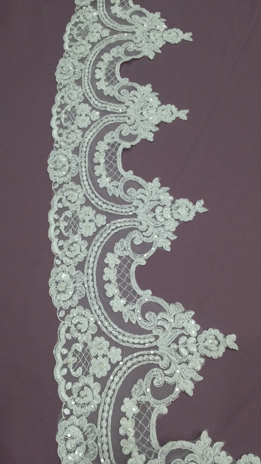 Beaded Ivory Lace Trimming Sequin Lace Trim Pearl Lace | Etsy