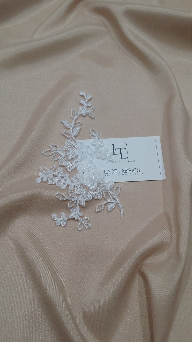 bridal applique French Chantilly lace applique White lace Applique M0068 Snow white Lace applique 3D lace
